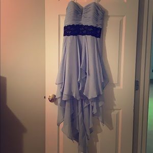 Elegant Blue and Black Lace Dress.